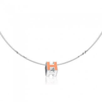 Hermes Cage d'H Necklace Pink in Lacquer With Gold